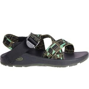 CHACO Men's Sandals Mega Z Cloud Shoe Black Green Hiking Waterproof Geometric 12